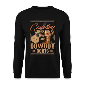 Ambiance country - Sweat-shirt Unisexe - noir - Devant - Alina (178cm) & Michal (187cm)