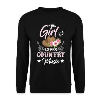 Dieses Mädchen liebt Country-Musik - Unisex Pullover - Schwarz - Vorne - Alina (178cm) & Michal (187cm)