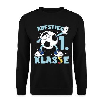 Aufstieg 1. Klasse Grundschule Schulkind - Unisex Pullover - Schwarz - Vorne - Alina (178cm) & Michal (187cm)