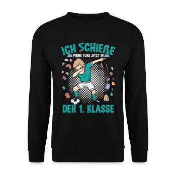 Schulkind Schultüte Einschulung 1. Klasse - Unisex Pullover - Schwarz - Vorne - Alina (178cm) & Michal (187cm)