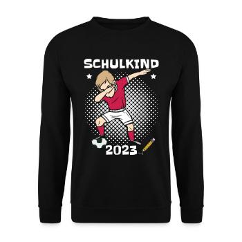 Schulkind 2023 Fußball Einschulung - Unisex Pullover - Schwarz - Vorne - Alina (178cm) & Michal (187cm)