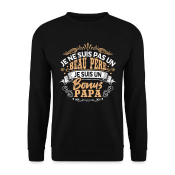 Bonus Papa - Sweat-shirt Unisexe - noir - Devant - Alina (178cm) & Michal (187cm)