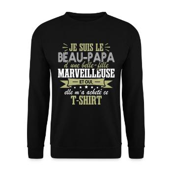 Je Suis Le Beau Papa - Sweat-shirt Unisexe - noir - Devant - Alina (178cm) & Michal (187cm)