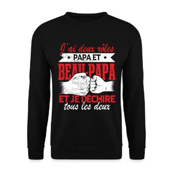 Cadeau Beau-Papa Beau-Père Fête des Pères Famille - Sweat-shirt Unisexe - noir - Devant - Alina (178cm) & Michal (187cm)