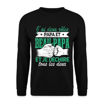 Papa Et Beau Papa Fête des Pères - Sweat-shirt Unisexe - noir - Devant - Alina (178cm) & Michal (187cm)