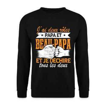 Papa Et Beau-Papa - Sweat-shirt Unisexe - noir - Devant - Alina (178cm) & Michal (187cm)