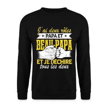 Papa Et Beau-Papa - Sweat-shirt Unisexe - noir - Devant - Alina (178cm) & Michal (187cm)