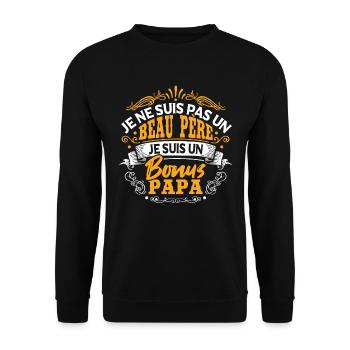 Je Suis Un Bonus Papa - Sweat-shirt Unisexe - noir - Devant - Alina (178cm) & Michal (187cm)