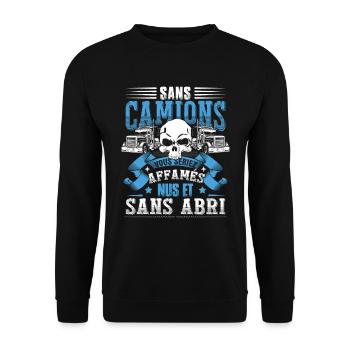 Drôle Camionneur Camion Poids Lourd - Sweat-shirt Unisexe - noir - Devant - Alina (178cm) & Michal (187cm)