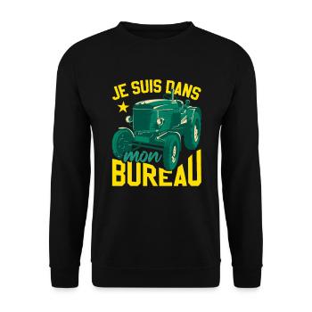 Je Suis Dans Mon Bureau Tracteur - Sweat-shirt Unisexe - noir - Devant - Alina (178cm) & Michal (187cm)
