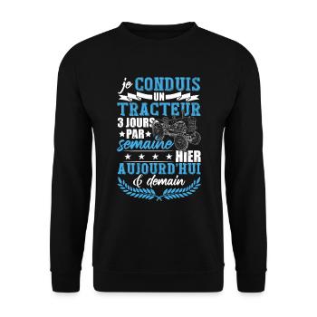 Je Conduis Un Tracteur - Sweat-shirt Unisexe - noir - Devant - Alina (178cm) & Michal (187cm)
