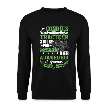 Tracteur Cadeau Humour - Sweat-shirt Unisexe - noir - Devant - Alina (178cm) & Michal (187cm)
