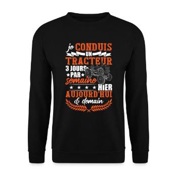 Conducteur De Tracteur Paysan - Sweat-shirt Unisexe - noir - Devant - Alina (178cm) & Michal (187cm)