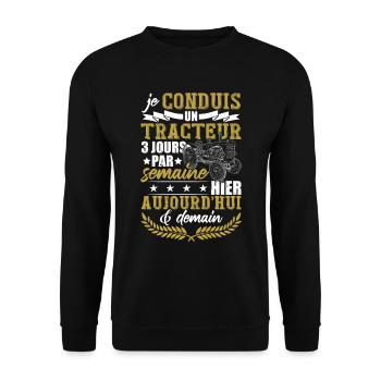 Drôle Dicton Tracteur Paysan Cadeaux Fermier - Sweat-shirt Unisexe - noir - Devant - Alina (178cm) & Michal (187cm)