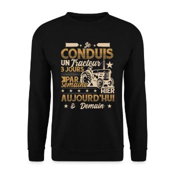 Tracteur Humour Hommes Paysan Fermier Agriculteur - Sweat-shirt Unisexe - noir - Devant - Alina (178cm) & Michal (187cm)