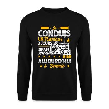 Je Conduis Un Trcateur - Sweat-shirt Unisexe - noir - Devant - Alina (178cm) & Michal (187cm)