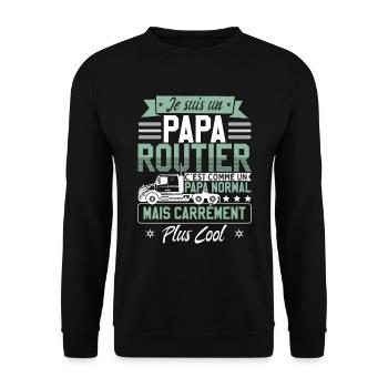 Je Suis Papa Routier - Sweat-shirt Unisexe - noir - Devant - Alina (178cm) & Michal (187cm)