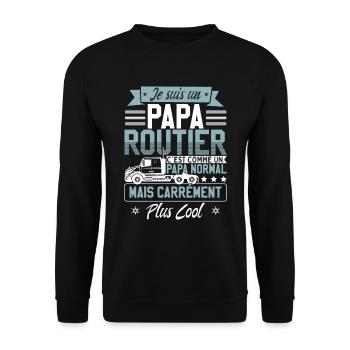 Papa Routier Hommes Chauffeur De Poids Lourd - Sweat-shirt Unisexe - noir - Devant - Alina (178cm) & Michal (187cm)