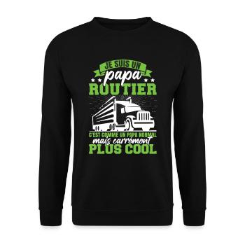 Je Suis Papa Routier - Sweat-shirt Unisexe - noir - Devant - Alina (178cm) & Michal (187cm)