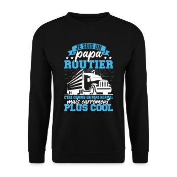 Je Suis Un Papa Routier - Sweat-shirt Unisexe - noir - Devant - Alina (178cm) & Michal (187cm)