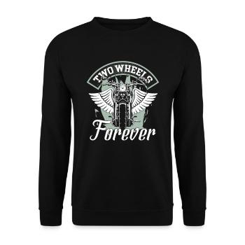 Two Wheels Forever Motorcycle Lover - Unisex Sweatshirt - black - Front - Alina (178cm) & Michal (187cm)