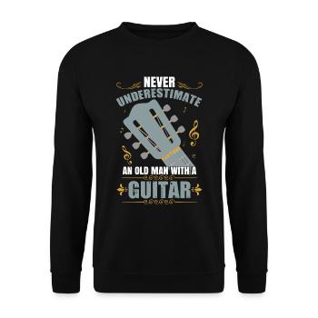 Akustische Gitarre Herren - Unisex Pullover - Schwarz - Vorne - Alina (178cm) & Michal (187cm)