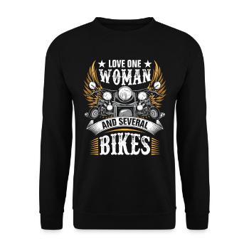 Biker, Motorradfahrer, Motorradfahrer, Motorradfahrer - Unisex Pullover - Schwarz - Vorne - Alina (178cm) & Michal (187cm)