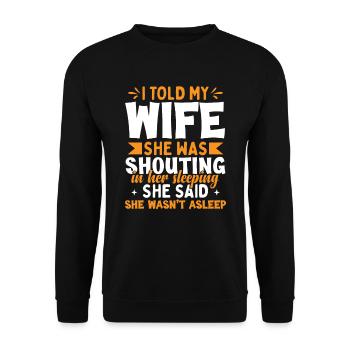 Lustige Ehefrau Ehemann Papa Vatertag - Unisex Pullover - Schwarz - Vorne - Alina (178cm) & Michal (187cm)