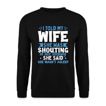Ehefrau Ehemann Zitat Lustiger Papa - Unisex Pullover - Schwarz - Vorne - Alina (178cm) & Michal (187cm)