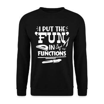 Ich stecke den Spaß in Funktionen - Unisex Pullover - Schwarz - Vorne - Alina (178cm) & Michal (187cm)