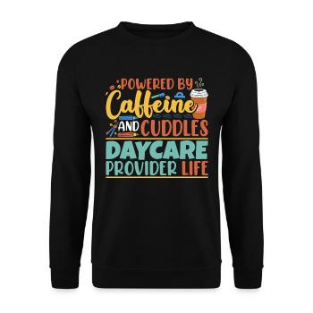 Powered By Caffeine And Cuddles - Unisex Sweatshirt - black - Front - Alina (178cm) & Michal (187cm)