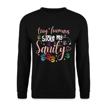 Drôle de fournisseur de services de garde d’enfants - Sweat-shirt Unisexe - noir - Devant - Alina (178cm) & Michal (187cm)