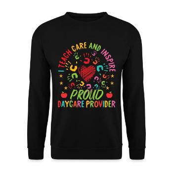 Proud Daycare Provider - Unisex Sweatshirt - black - Front - Alina (178cm) & Michal (187cm)