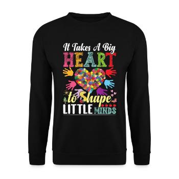 It Takes A Big Heart To Shape Little Minds - Unisex Sweatshirt - black - Front - Alina (178cm) & Michal (187cm)