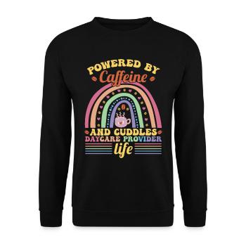 Powered By Caffeine And Cuddles - Unisex Sweatshirt - black - Front - Alina (178cm) & Michal (187cm)