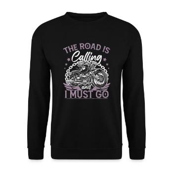 Die Straße ruft und ich muss gehen Frauen Biker - Unisex Pullover - Schwarz - Vorne - Alina (178cm) & Michal (187cm)