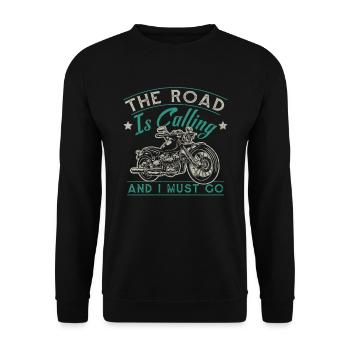 The Road Is Calling And I Must Go - Unisex Sweatshirt - black - Front - Alina (178cm) & Michal (187cm)