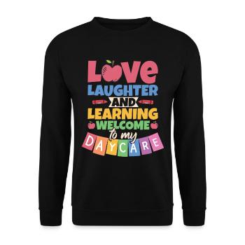 Welcome To My Daycare - Unisex Sweatshirt - black - Front - Alina (178cm) & Michal (187cm)