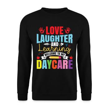 Welcome To My Daycare - Unisex Sweatshirt - black - Front - Alina (178cm) & Michal (187cm)
