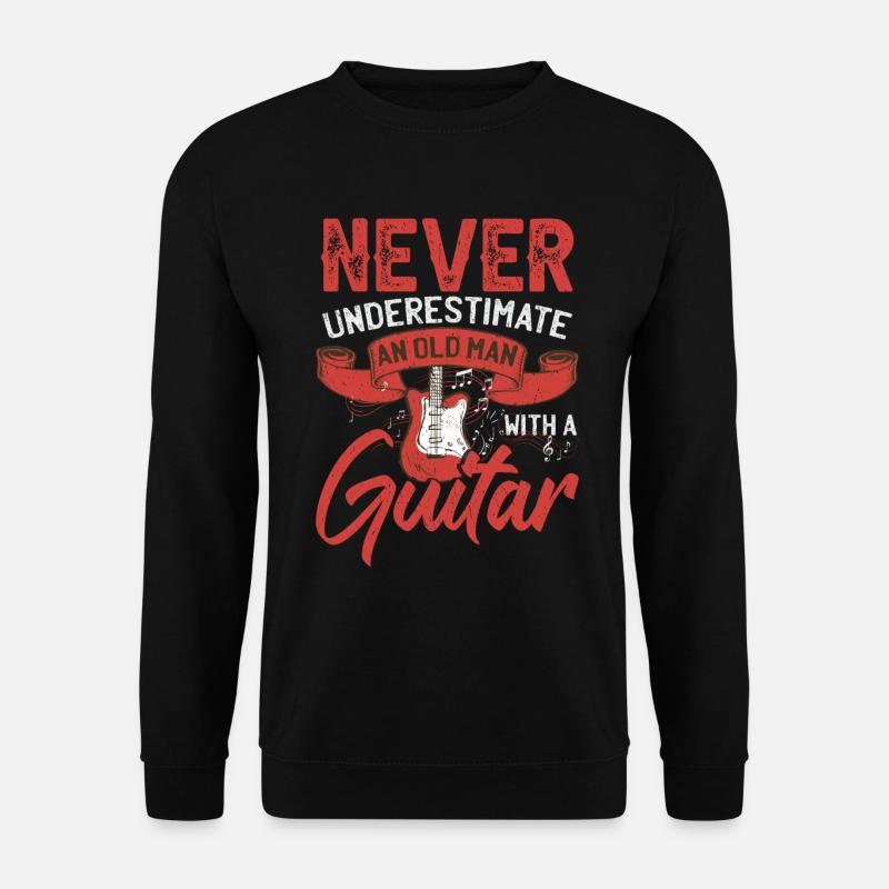 Unterschätze niemals einen alten Mann mit einer Gitarre - Unisex Pullover - Schwarz