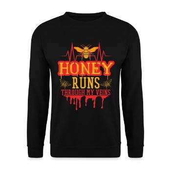 Honig fließt durch meine Adern - Unisex Pullover - Schwarz - Vorne - Alina (178cm) & Michal (187cm)