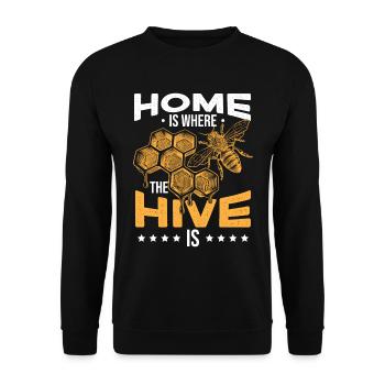 Zuhause ist, wo mein Bienenstock ist - Unisex Pullover - Schwarz - Vorne - Alina (178cm) & Michal (187cm)