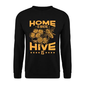 Zuhause ist, wo der Bienenstock ist - Unisex Pullover - Schwarz - Vorne - Alina (178cm) & Michal (187cm)