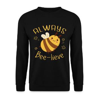 Immer Bee-Lieve | Niedliche Imkerbiene - Unisex Pullover - Schwarz - Vorne - Alina (178cm) & Michal (187cm)