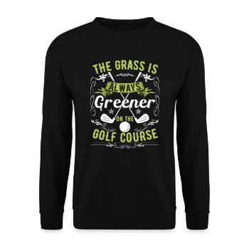Das Gras ist auf dem Golfplatz immer grüner - Unisex Pullover - Schwarz - Vorne - Alina (178cm) & Michal (187cm)