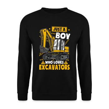 Just A Boy Who Loves Excavators - Unisex Sweatshirt - black - Front - Alina (178cm) & Michal (187cm)
