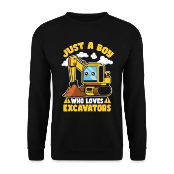 Construction Just A Boy Who Loves Excavators - Unisex Sweatshirt - black - Front - Alina (178cm) & Michal (187cm)