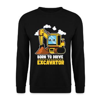 Bagger für Baufahrzeuge - Unisex Pullover - Schwarz - Vorne - Alina (178cm) & Michal (187cm)
