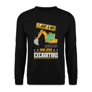 Just A Boy Who Loves Excavators - Unisex Sweatshirt - black - Front - Alina (178cm) & Michal (187cm)