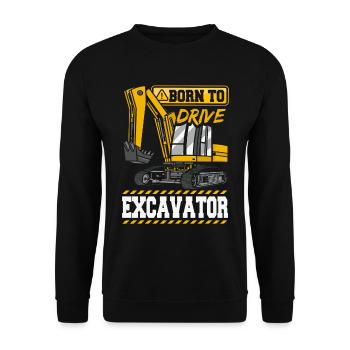 Bagger für Baufahrzeuge - Unisex Pullover - Schwarz - Vorne - Alina (178cm) & Michal (187cm)